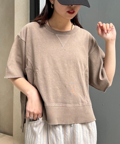 CIAOPANIC TYPY(チャオパニックティピー)の「【すっきり見え】クロップド丈ピグメントTee(Tシャツ/カットソー・レディース・イエロー/ブラウン/チャコールグレー/グレー系その他・ONE SIZE)」の3枚目の写真
