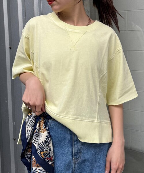 CIAOPANIC TYPY(チャオパニックティピー)の「【すっきり見え】クロップド丈ピグメントTee(Tシャツ/カットソー・レディース・イエロー/ブラウン/チャコールグレー/グレー系その他・ONE SIZE)」の13枚目の写真