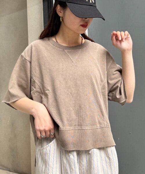 CIAOPANIC TYPY(チャオパニックティピー)の「【すっきり見え】クロップド丈ピグメントTee(Tシャツ/カットソー・レディース・イエロー/ブラウン/チャコールグレー/グレー系その他・ONE SIZE)」の16枚目の写真