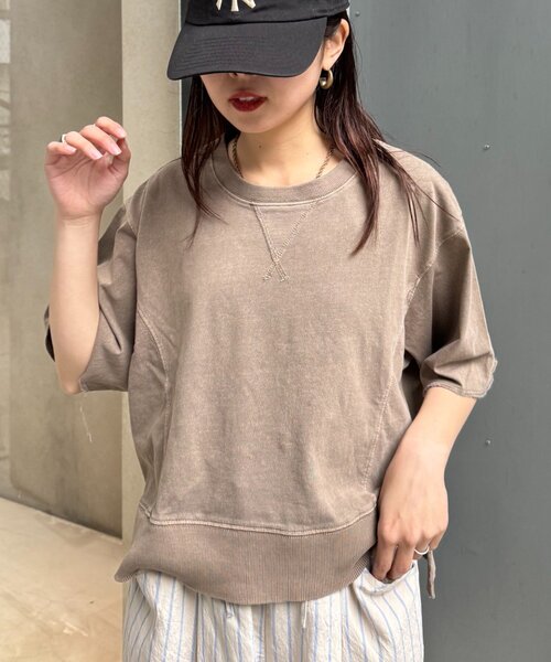CIAOPANIC TYPY(チャオパニックティピー)の「【すっきり見え】クロップド丈ピグメントTee(Tシャツ/カットソー・レディース・イエロー/ブラウン/チャコールグレー/グレー系その他・ONE SIZE)」の17枚目の写真