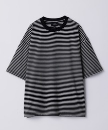 【SLICK/スリック】Micro Border Drawstring T-Shirt / マイクロボーダードローストリングTシャツ /オーバーサイズ シルエット / ヘビーウェイト