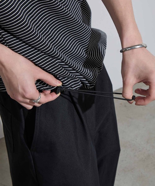 SLICK(スリック)の「【SLICK/スリック】Micro Border Drawstring T-Shirt / マイクロボーダードローストリングTシャツ /オーバーサイズ シルエット / ヘビーウェイト(Tシャツ/カットソー・メンズ・キナリ/ブラック/ブラウン/ブラック系その他・1/2/3)」の21枚目の写真