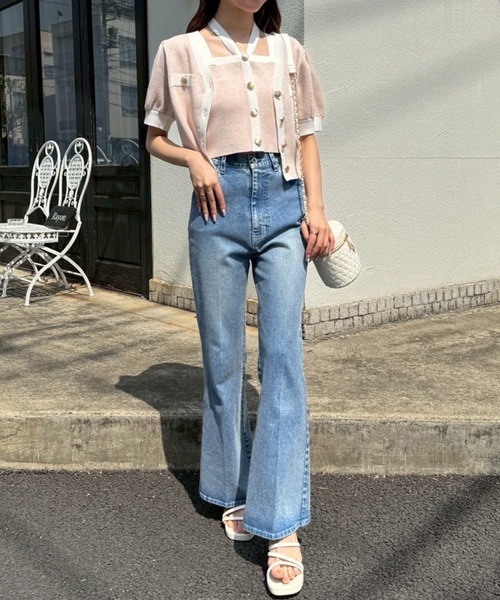 one after another NICE CLAUP(ワンアフターアナザーナイスクラップ)の「セット対応/配色ニットカーディガン(ニット/セーター・レディース・ピンク/ネイビー/サックスブルー/アイボリー・FREE)」の9枚目の写真