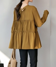 TeddyShop（テディショップ）の「【紫外線カット率99%以上】レディース水着 長袖ラッシュガードティアードトップス+スリットレギンス+ショーツ 3点セット [大きいサイズ有]（水着・イエロー系）」