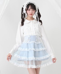 チュール重ねパールフリルスカート