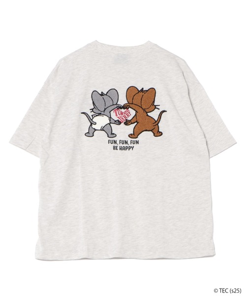 トムとジェリー　タフィー　レディース　サガラ刺繍　Tシャツ　半袖　カットソー　L TOM&JERRY ジェリータフィーサガラ刺繍Tシャツ（Tシャツ