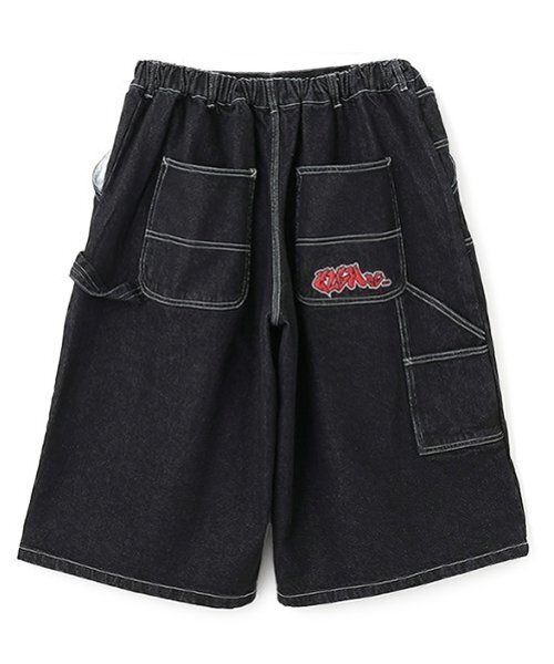 GLAZOS（グラソス）の「【大人向けサイズあり】ダブルニーペインターバギーショーツ_GLSW（デニムパンツ・キッズ・ダークブルー/ブラック・S/LL/M/L）」の20枚目の写真