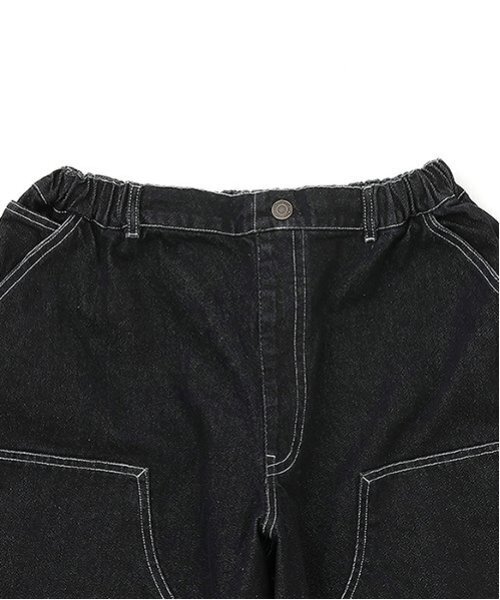 GLAZOS（グラソス）の「【大人向けサイズあり】ダブルニーペインターバギーショーツ_GLSW（デニムパンツ・キッズ・ダークブルー/ブラック・S/LL/M/L）」の19枚目の写真