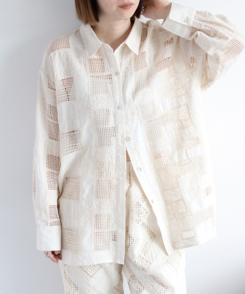 cepo(セポ)の「パッチワーク刺繍シャツブラウス(シャツ/ブラウス・レディース・ベージュ/オフホワイト・M)」の8枚目の写真