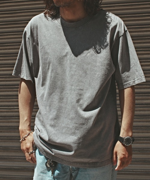 ALL RUNS（オールランズ）の「クルーネック ビッグシルエット 半袖カットソー（Tシャツ/カットソー・メンズ・オリーブ/ブラック/ホワイト/グレー・M/L/XL）」の4枚目の写真