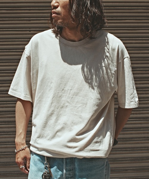 ALL RUNS（オールランズ）の「クルーネック ビッグシルエット 半袖カットソー（Tシャツ/カットソー・メンズ・オリーブ/ブラック/ホワイト/グレー・M/L/XL）」の2枚目の写真