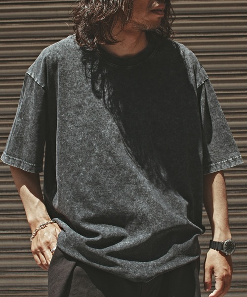 ALL RUNS（オールランズ）の「クルーネック ビッグシルエット 半袖カットソー（Tシャツ/カットソー・メンズ・オリーブ/ブラック/ホワイト/グレー・M/L/XL）」の3枚目の写真