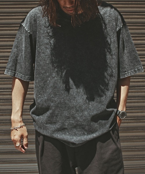 ALL RUNS（オールランズ）の「クルーネック ビッグシルエット 半袖カットソー（Tシャツ/カットソー・メンズ・オリーブ/ブラック/ホワイト/グレー・M/L/XL）」の15枚目の写真