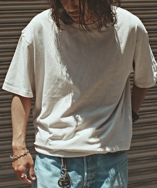 ALL RUNS（オールランズ）の「クルーネック ビッグシルエット 半袖カットソー（Tシャツ/カットソー・メンズ・オリーブ/ブラック/ホワイト/グレー・M/L/XL）」の9枚目の写真