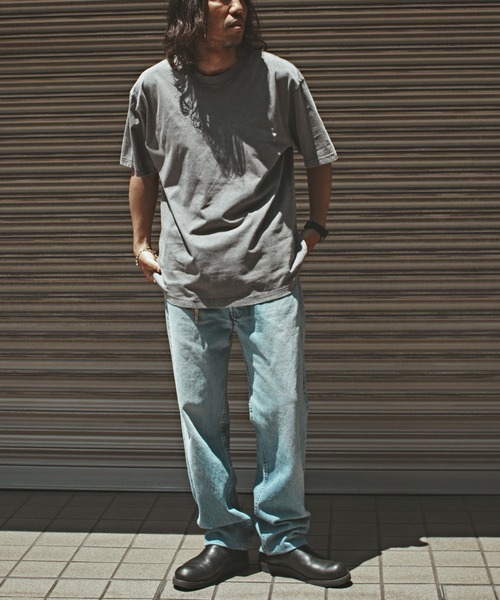 ALL RUNS（オールランズ）の「クルーネック ビッグシルエット 半袖カットソー（Tシャツ/カットソー・メンズ・オリーブ/ブラック/ホワイト/グレー・M/L/XL）」の21枚目の写真