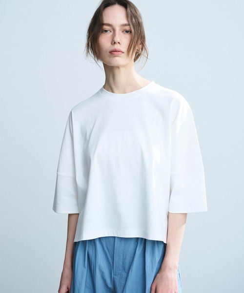 N.O.R.C(ノーク)の「フォルムトップス【クールスムース】(Tシャツ/カットソー・レディース・ブラック/オフホワイト/チャコール・フリー)」の1枚目の写真