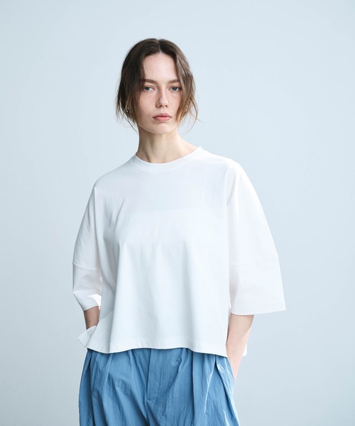 N.O.R.C(ノーク)の「フォルムトップス【クールスムース】(Tシャツ/カットソー・レディース・ブラック/オフホワイト/チャコール・フリー)」の18枚目の写真