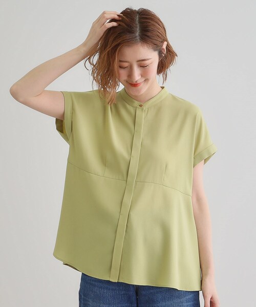 grove（グローブ）の「きちんと感もこなれ感も1枚で叶う　優秀ペプラムシャツブラウス（シャツ/ブラウス・レディース・ネイビー/ライトグリーン/ホワイト系その他3/ブルー系その他4/ホワイト系3・02/03/01/04/05）」の12枚目の写真