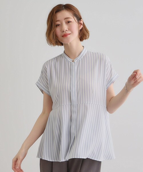 grove（グローブ）の「きちんと感もこなれ感も1枚で叶う　優秀ペプラムシャツブラウス（シャツ/ブラウス・レディース・ネイビー/ライトグリーン/ホワイト系その他3/ブルー系その他4/ホワイト系3・02/03/01/04/05）」の22枚目の写真