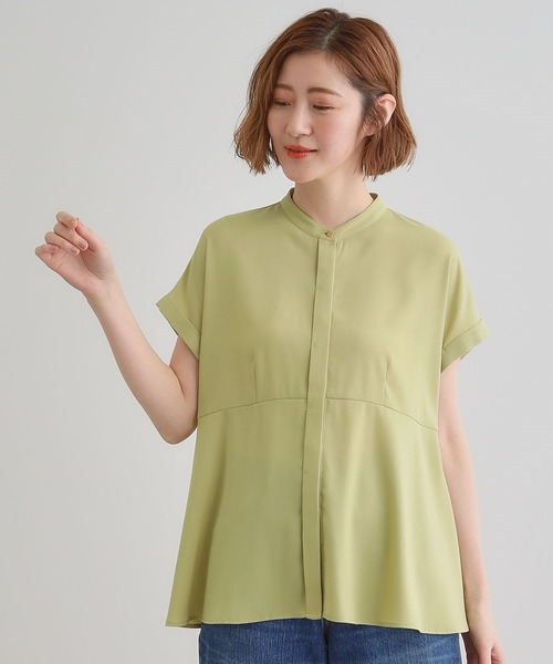 grove（グローブ）の「きちんと感もこなれ感も1枚で叶う　優秀ペプラムシャツブラウス（シャツ/ブラウス・レディース・ネイビー/ライトグリーン/ホワイト系その他3/ブルー系その他4/ホワイト系3・02/03/01/04/05）」の3枚目の写真