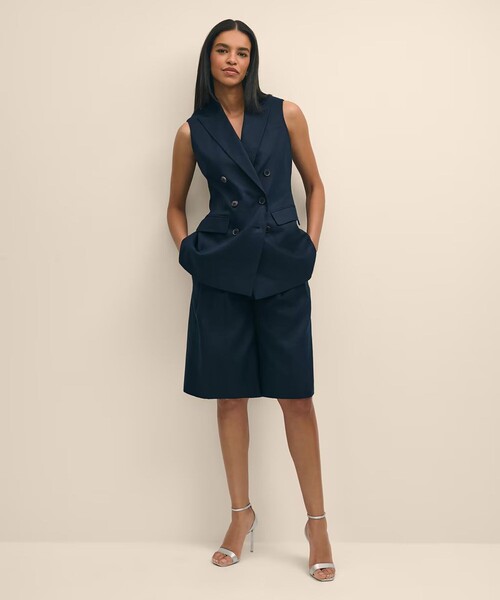 BROOKS BROTHERS(ブルックスブラザーズ)の「リネン ワイドレッグ キュロットショーツ(その他パンツ・レディース・ネイビー・2/0/4)」の3枚目の写真