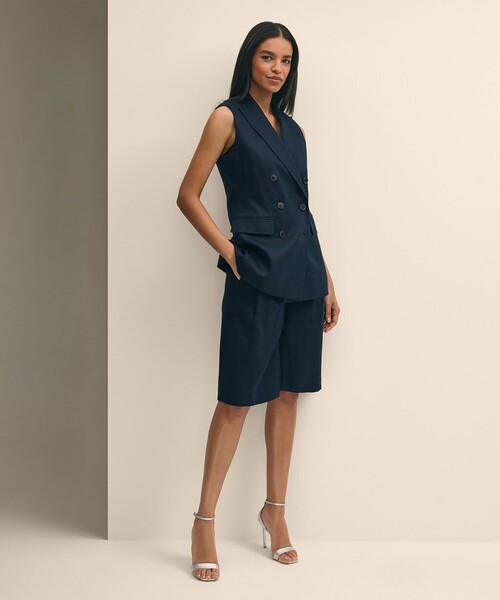 BROOKS BROTHERS(ブルックスブラザーズ)の「リネン ワイドレッグ キュロットショーツ(その他パンツ・レディース・ネイビー・2/0/4)」の4枚目の写真