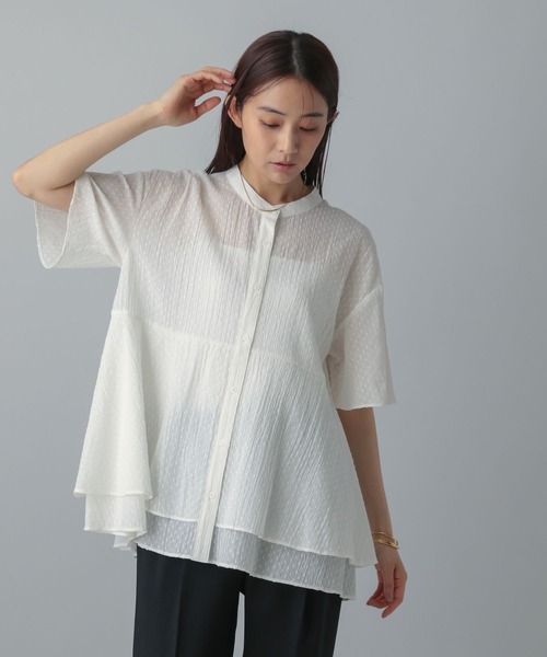 GLOBAL WORK（グローバルワーク）の「MATINEE LINE/ドットティアードシャツ/495656（シャツ/ブラウス・レディース・ブラック/オフホワイト/レッド・MEDIUM/LARGE）」の2枚目の写真