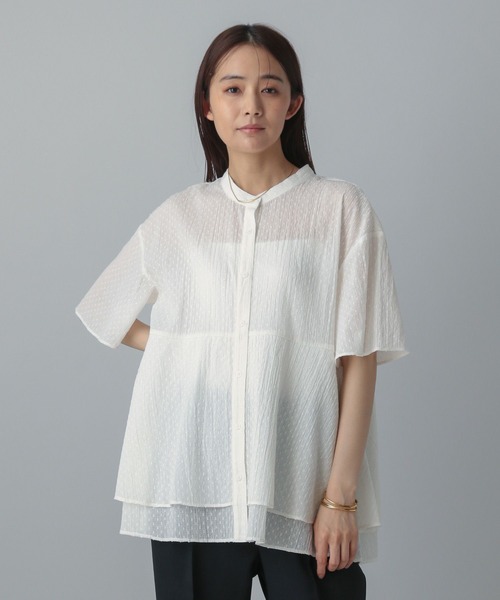 GLOBAL WORK（グローバルワーク）の「MATINEE LINE/ドットティアードシャツ/495656（シャツ/ブラウス・レディース・ブラック/オフホワイト/レッド・MEDIUM/LARGE）」の7枚目の写真