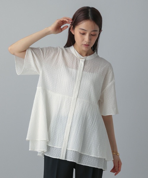 GLOBAL WORK（グローバルワーク）の「MATINEE LINE/ドットティアードシャツ/495656（シャツ/ブラウス・レディース・ブラック/オフホワイト/レッド・MEDIUM/LARGE）」の5枚目の写真