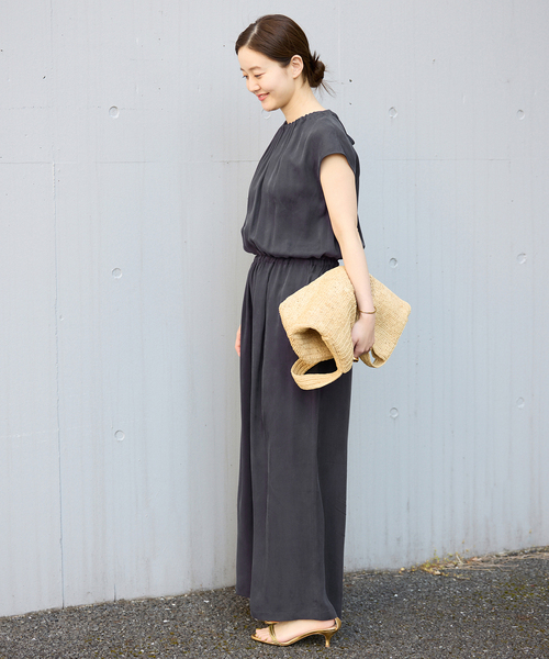 追加2》キュプラギャザーネックオールインワン（つなぎ/オールインワン