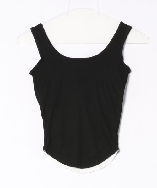 Revo.（レボ）の「【カップ付き】レイヤード風 ブラトップ タンクトップ（タンクトップ・レディース・ブラック/チャコール/ホワイト/ブラウン・FREE）」の5枚目の写真