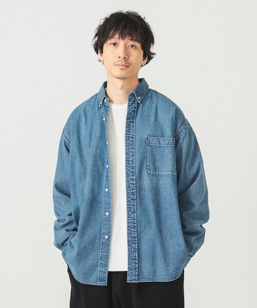 BEAMS(ビームス)の「デニム ボタンダウンシャツ(シャツ/ブラウス・メンズ・ブラック/インディゴブルー・S/M/L/XL)」の1枚目の写真