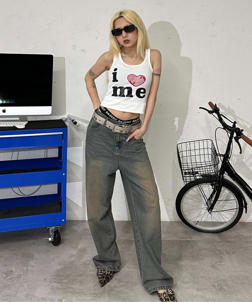 sedacle girl（セダクルガール）の「アイラブ レースタンクトップ（タンクトップ・レディース・ブラック/オフホワイト・FREE）」の10枚目の写真