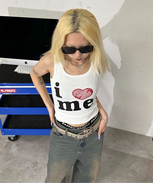 sedacle girl（セダクルガール）の「アイラブ レースタンクトップ（タンクトップ・レディース・ブラック/オフホワイト・FREE）」の13枚目の写真