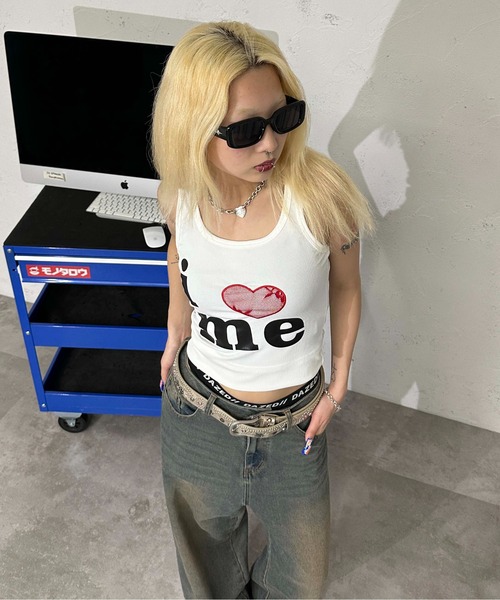 sedacle girl（セダクルガール）の「アイラブ レースタンクトップ（タンクトップ・レディース・ブラック/オフホワイト・FREE）」の14枚目の写真