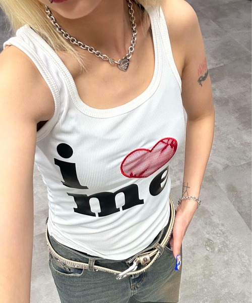 sedacle girl（セダクルガール）の「アイラブ レースタンクトップ（タンクトップ・レディース・ブラック/オフホワイト・FREE）」の8枚目の写真