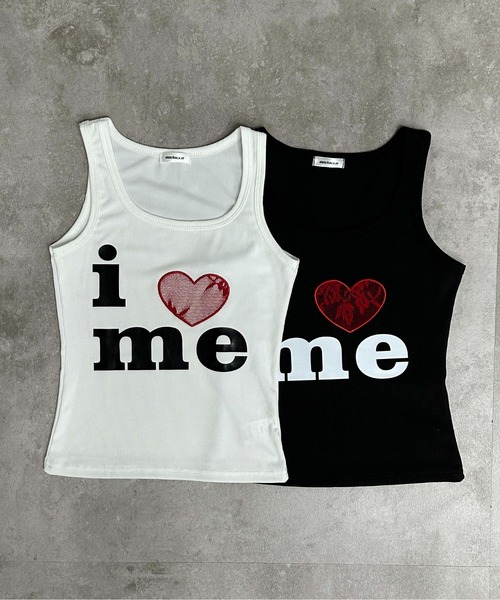 sedacle girl（セダクルガール）の「アイラブ レースタンクトップ（タンクトップ・レディース・ブラック/オフホワイト・FREE）」の3枚目の写真