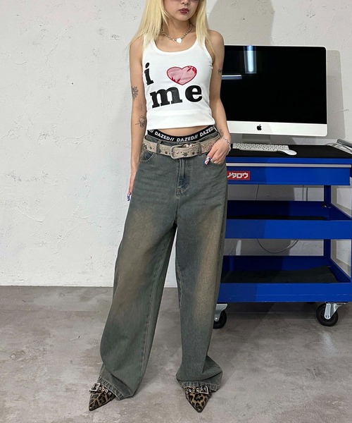 sedacle girl（セダクルガール）の「アイラブ レースタンクトップ（タンクトップ・レディース・ブラック/オフホワイト・FREE）」の9枚目の写真