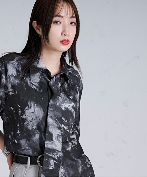 Ellno Loset(エルノロゼット)の「チェーンネクタイセットGALAXYシャツ(シャツ/ブラウス・メンズ・オフホワイト/パープル系その他/ブラック系その他・MEDIUM/SMALL/LARGE)」の13枚目の写真
