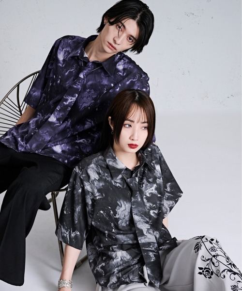 Ellno Loset(エルノロゼット)の「チェーンネクタイセットGALAXYシャツ(シャツ/ブラウス・メンズ・オフホワイト/パープル系その他/ブラック系その他・MEDIUM/SMALL/LARGE)」の5枚目の写真