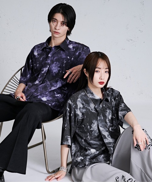 Ellno Loset(エルノロゼット)の「チェーンネクタイセットGALAXYシャツ(シャツ/ブラウス・メンズ・オフホワイト/パープル系その他/ブラック系その他・MEDIUM/SMALL/LARGE)」の6枚目の写真