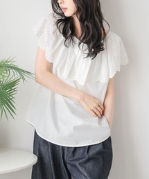 カットワークレースケープブラウス