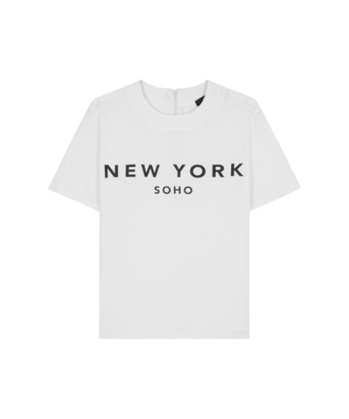 Rivel(リヴェル)の「【COCOSIN】クルーネック プリント 半袖Tシャツ バックジップ(Tシャツ/カットソー・レディース・ホワイト/ブラック・M/L/S)」の2枚目の写真