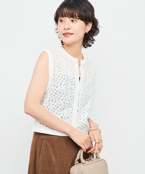 NOLLEY’S(ノーリーズ)の「《手洗い可能》フラワー刺繍生地ベスト(ベスト・レディース・ブラック/オフホワイト・38)」の11枚目の写真