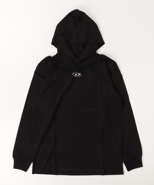 DIESEL ロゴプリントフーディーパーカー ストリート ブラック 正規品 DIESEL ディーゼル パーカー プルオーバー フーディー