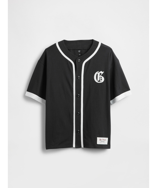GAP（ギャップ）の「デニム GAPロゴ ベースボールジャージー (キッズ)（シャツ/ブラウス・キッズ・ブラック/オフホワイト・160cm/150cm/140cm/130cm/120cm/110cm）」の2枚目の写真