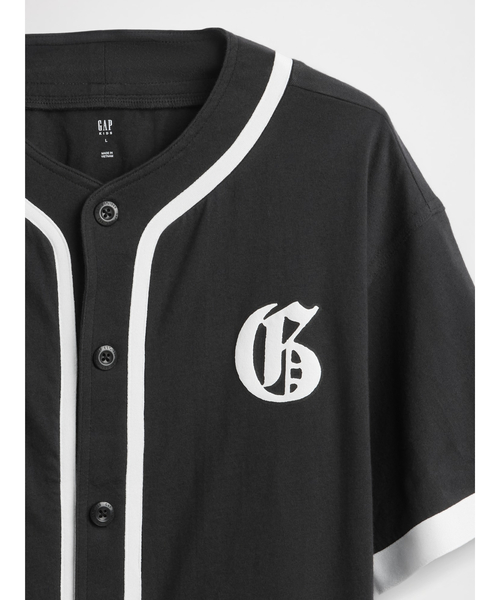 GAP（ギャップ）の「デニム GAPロゴ ベースボールジャージー (キッズ)（シャツ/ブラウス・キッズ・ブラック/オフホワイト・160cm/150cm/140cm/130cm/120cm/110cm）」の4枚目の写真