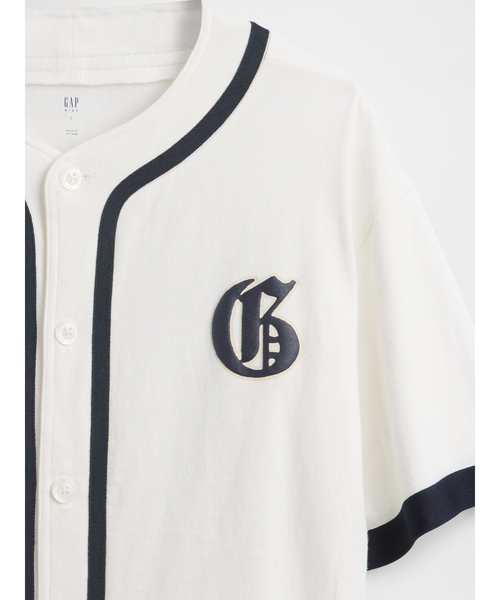 GAP（ギャップ）の「デニム GAPロゴ ベースボールジャージー (キッズ)（シャツ/ブラウス・キッズ・ブラック/オフホワイト・160cm/150cm/140cm/130cm/120cm/110cm）」の3枚目の写真