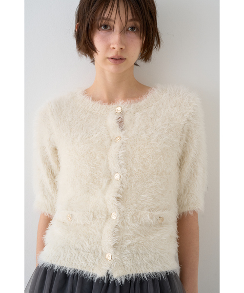 EMMA　ROUGE VIF（エマルージュヴィフ）の「【一部店舗限定】ハーフスリーブシャギーニットカーディガン（カーディガン/ボレロ・レディース・ネイビー/アイボリー・フリー）」の13枚目の写真