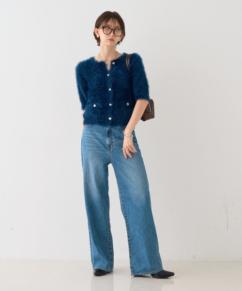 EMMA　ROUGE VIF（エマルージュヴィフ）の「【一部店舗限定】ハーフスリーブシャギーニットカーディガン（カーディガン/ボレロ・レディース・ネイビー/アイボリー・フリー）」の16枚目の写真